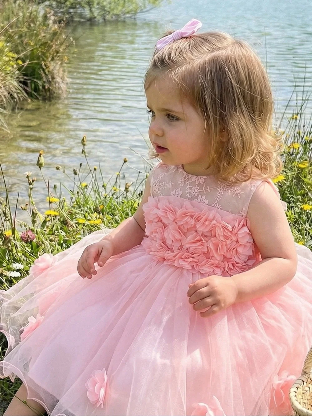 Pink Tulle Floral Princess Dress 9-12M Toddler Girl
